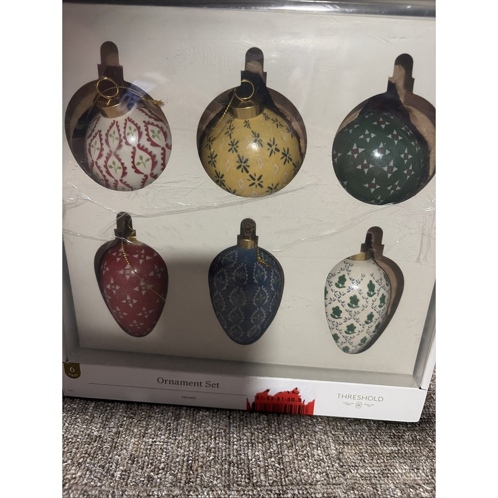 Threshold Ceramic Christmas Tree Ornament Set Very Hard To Find Rare